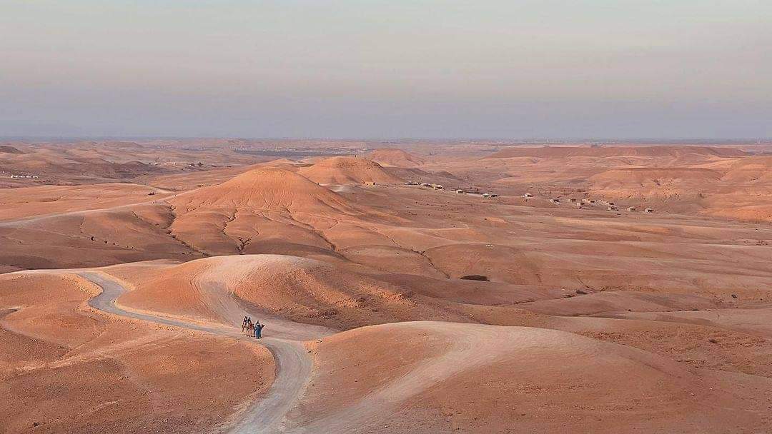 Rocky desert landscape of Agafay near Marrakech, Morocco